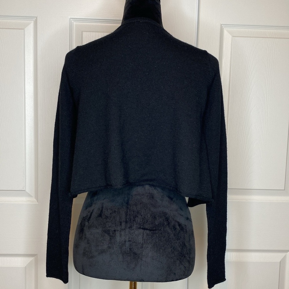 Free People Wool Blend Knit Black & Purple Cropped Long-Sleeve Sweater - Picture 2 of 4